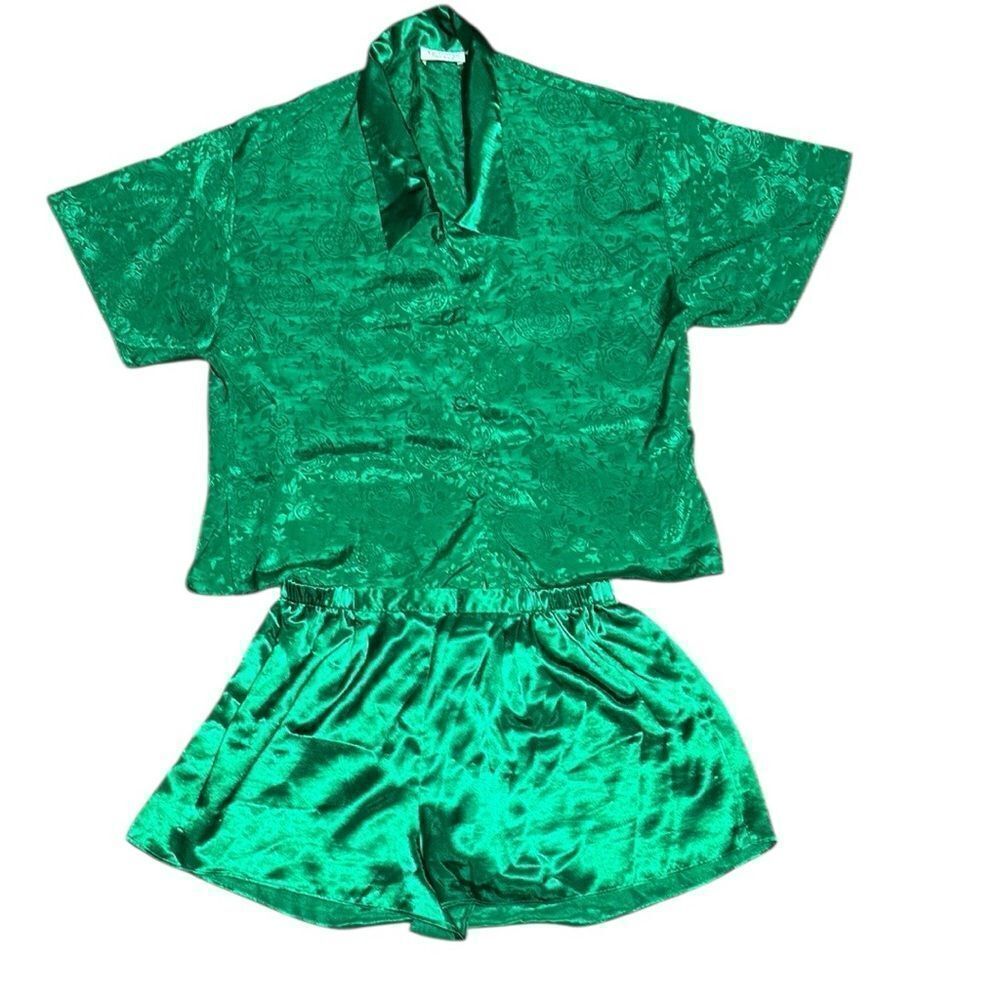 Victoria’s Secret vintage gold label green satin Asian inspired pajama set
